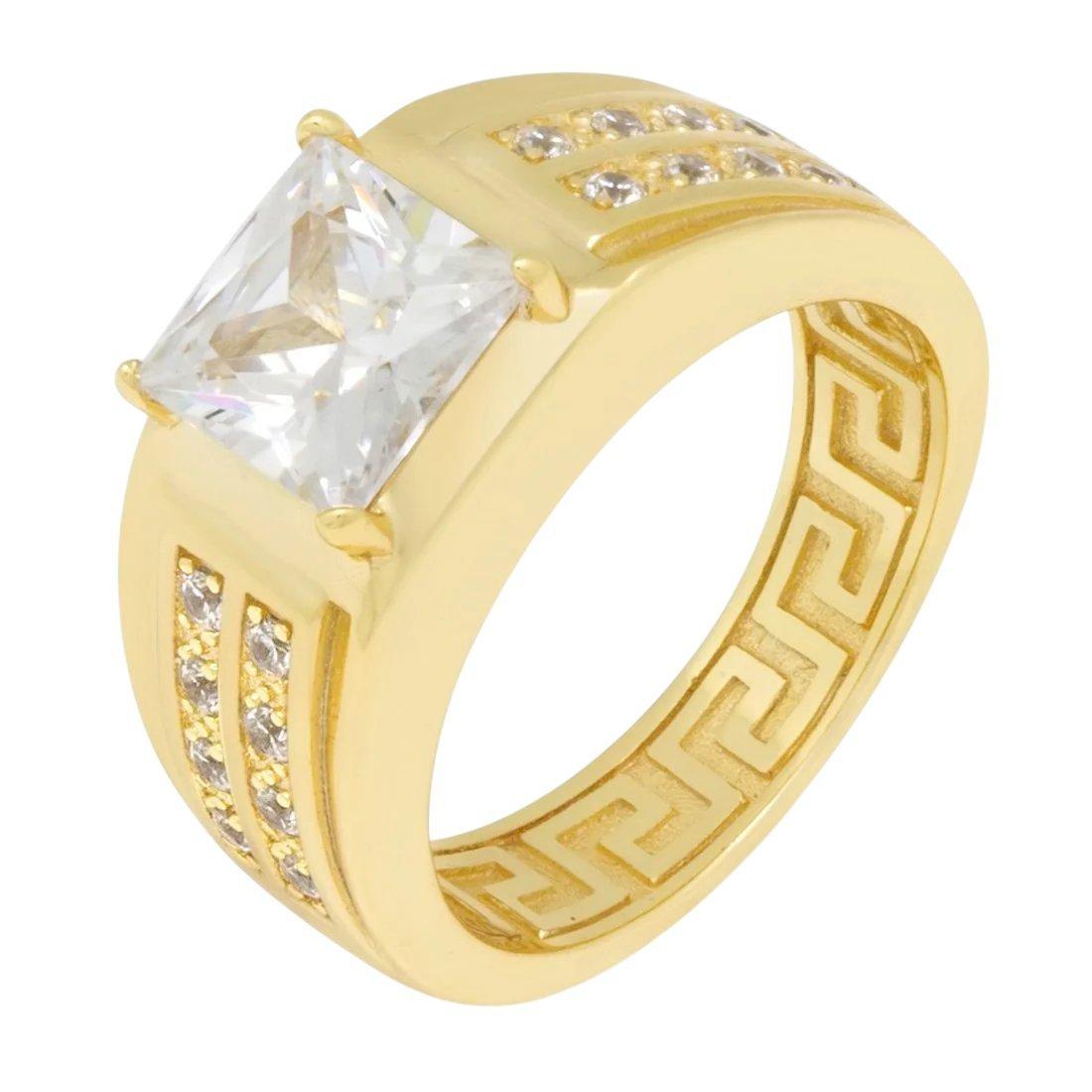 King Ice Princess-Cut Signet Ring - Gold - GOLD